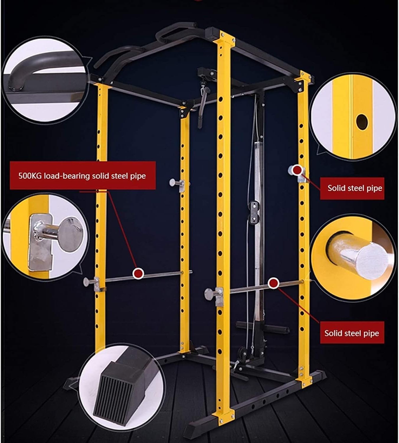 Soporte profesional para sentadillas para entrenamiento de fuerza, equipo de gimnasio en casa con accesorio de barra y gancho en forma de J para mayor estabilidad y seguridad