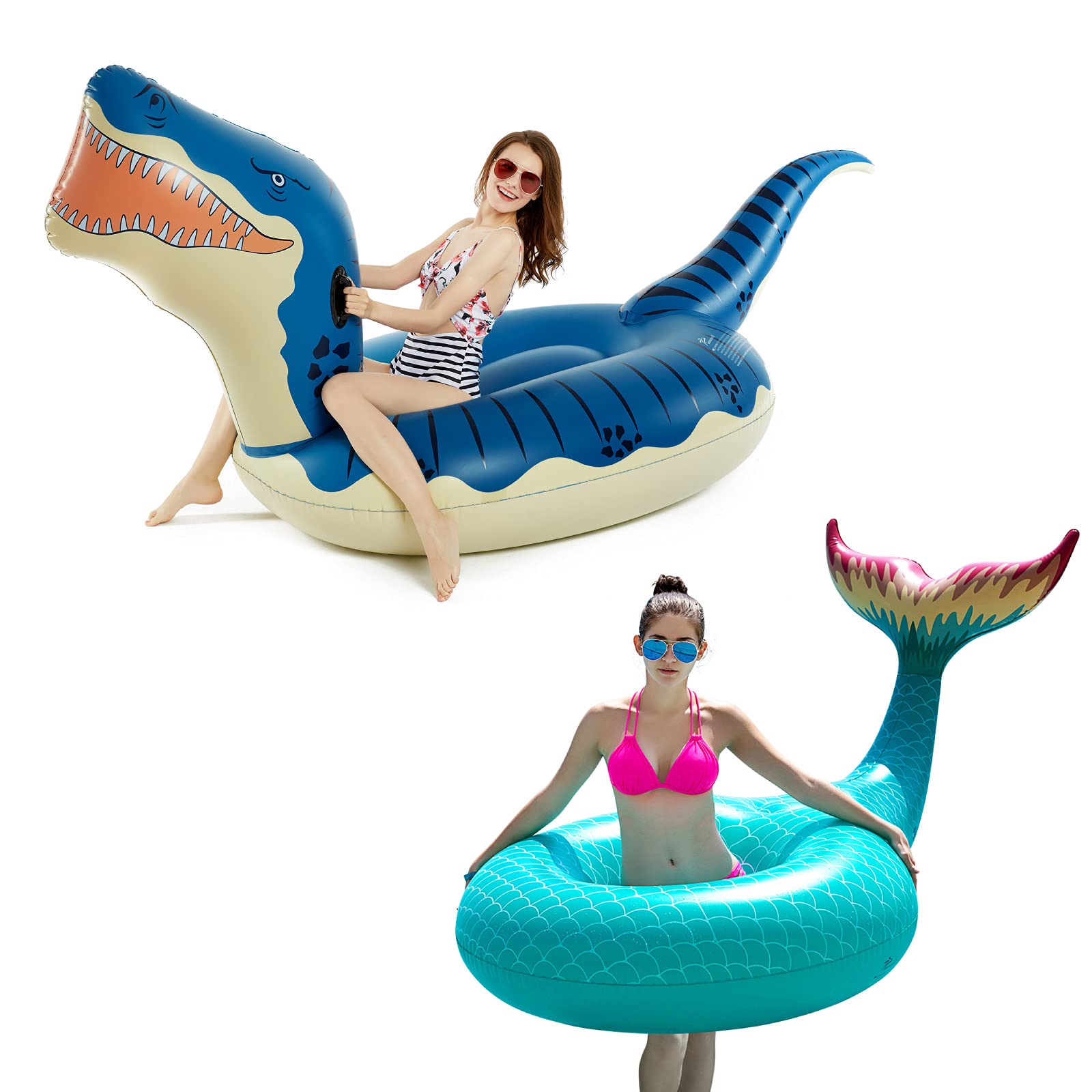 Flotador Dinosaurio Con Pistola De Agua Integrada Para Niños, PVC Extra Grueso 0.25mm, Ideal Para Piscina Y Playa, Diversión Asegurada