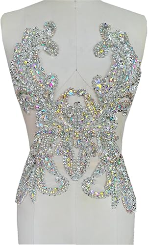 Miniatura 9 de Accesorios de apliques de encaje de diamantes de imitación hechos a mano puros cuentas de costura a mano piedras parches para vestido de novia de