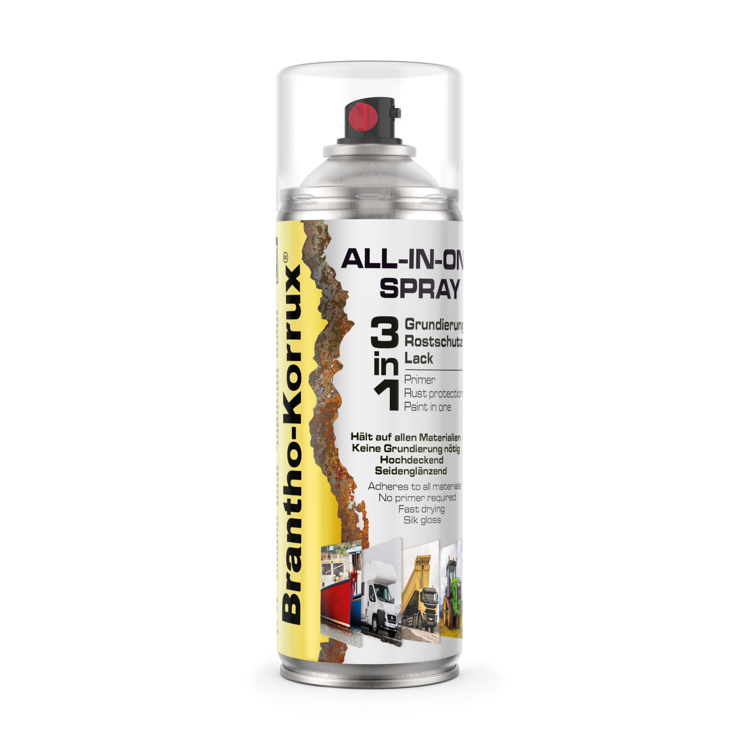 Brantho Korrux 3 in 1 Rostschutzlack - All-in-One Sprühdose Primer, Rostschutz und Lack - 400ml Spraydose DB701 Glimmergrau Hell