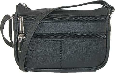 CTM Women's Multi Pocket Adjustable Shoulder Bag Cross body, Black
