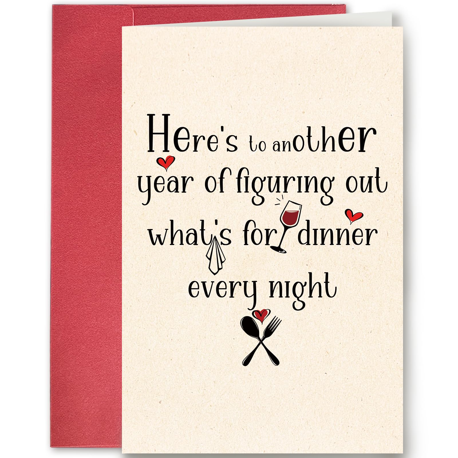 SuperShunhu Funny Anniversary Card for Him Her, Love Card for Husband Wife Boyfriend Girlfriend, Here's To Another Year of Figuring Out What's for