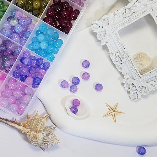 Miniatura 7 de Kit de 1800 cuentas de vidrio de 0.315 pulgadas para hacer pulseras, 72 colores de cuentas de cristal para hacer joyas, 3 cajas redondas adecuadas