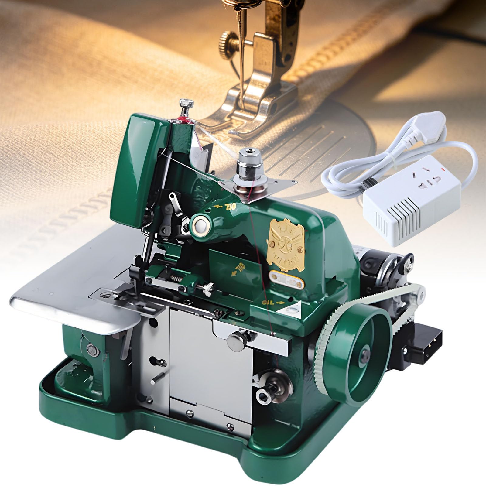 Ymnogjie 250W Sergers Overlock Machines,Adjustable Stitch Length 3000 Stitches per Minute,with 3 Stitch Capability,Overlock Sewing Machine for Hemming Sewing Green