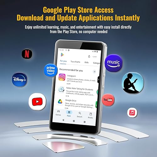 Miniatura 3 de Reproductor de MP3 con Spotify para niños, reproductor MP4 basado en Android 14 con App Store, controles parentales, Tienda Music, Libby, Audible,