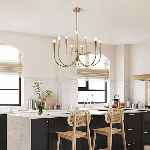 Miniatura 8 de 9 lámparas modernas de casa de campo doradas candelabros grandes vintage latón metal vela colgante iluminación rústico industrial candelabro