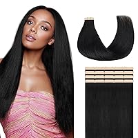 Vista 26 de Lashey Extensiones de Cabello Humano con Cinta Adhesiva Negro Natural 100% Remy Cabello Humano Liso Extensiones de Cabello con Cinta Largas de 24