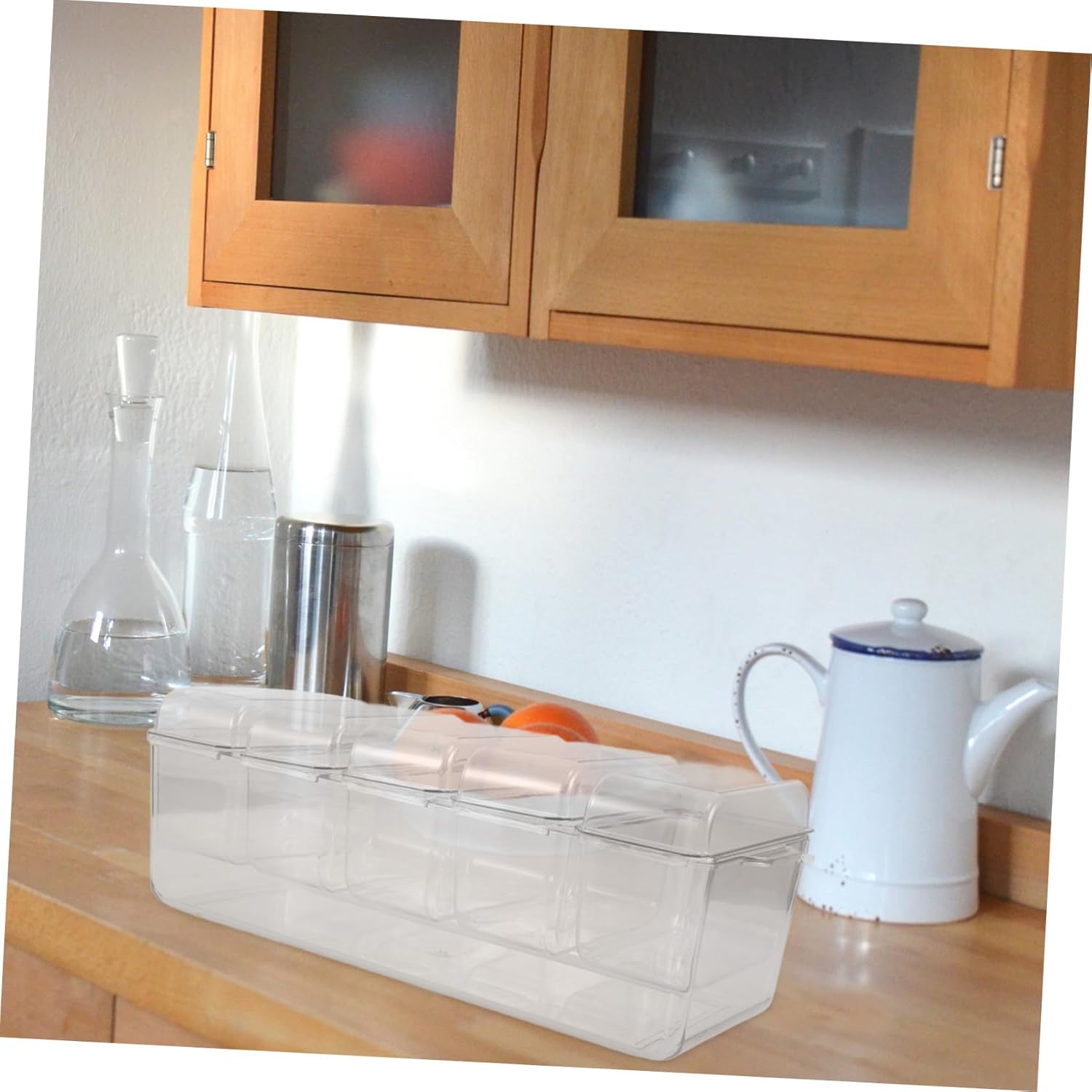 Luxshiny Chilled Condiment Server Set Compartment Food Dispenser with Removable Trays for Fruit Salad and Snacks Easy to Clean for Picnics and Parties