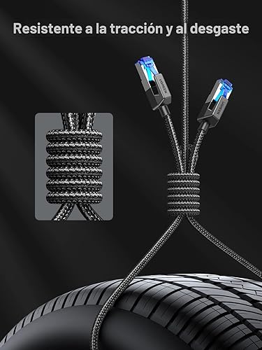 Miniatura 8 de UGREEN Cable Ethernet Cat 8 de 6 pies, cable de red trenzado de alta velocidad de 40 Gbps 2000 Mhz Cat8 RJ45 blindado para interiores Heavy Duty
