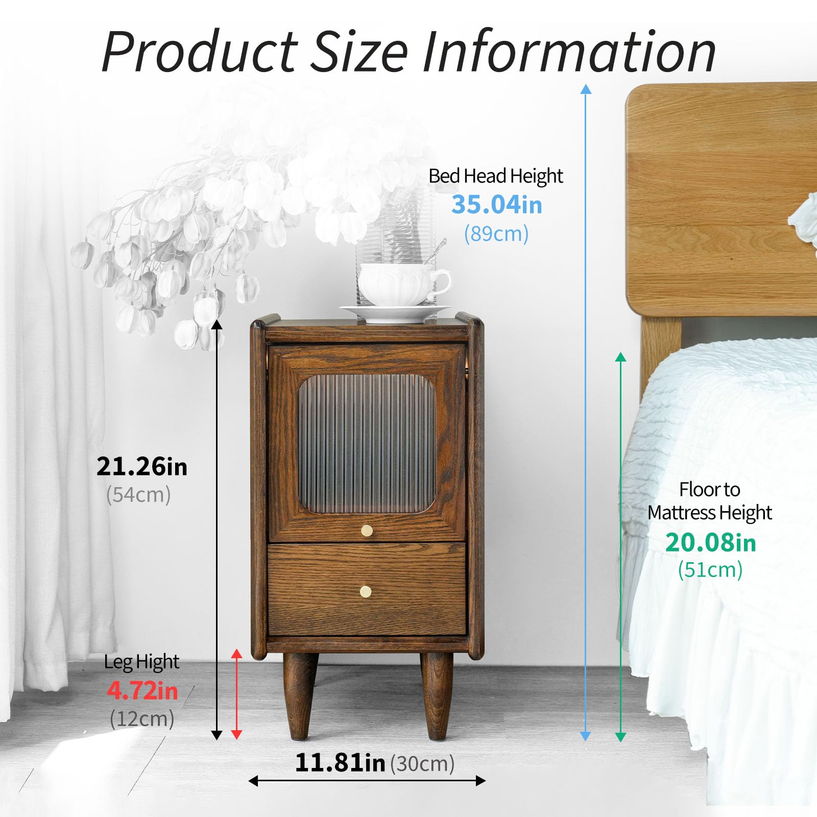 Amazon.com: Cttasty Mid Century Modern Narrow Nightstand with