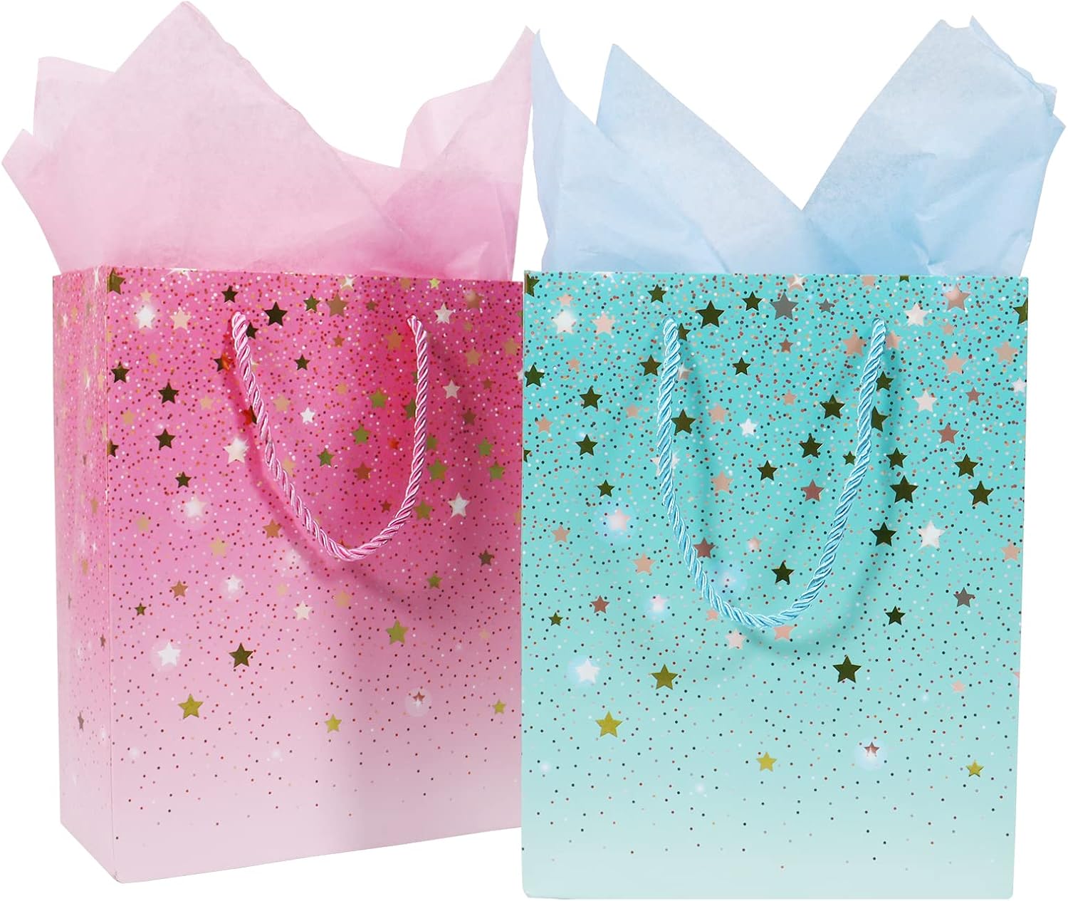 2 Pack Gift Bags with 4 Tissue Paper, Large Gift Bags for Present, 32×