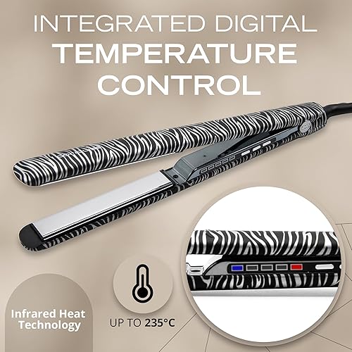 Miniatura 3 de Corioliss C3 Plancha plana profesional para el cabello, placas de titanio, control de temperatura, mujeres (cebra plateada suave al tacto)