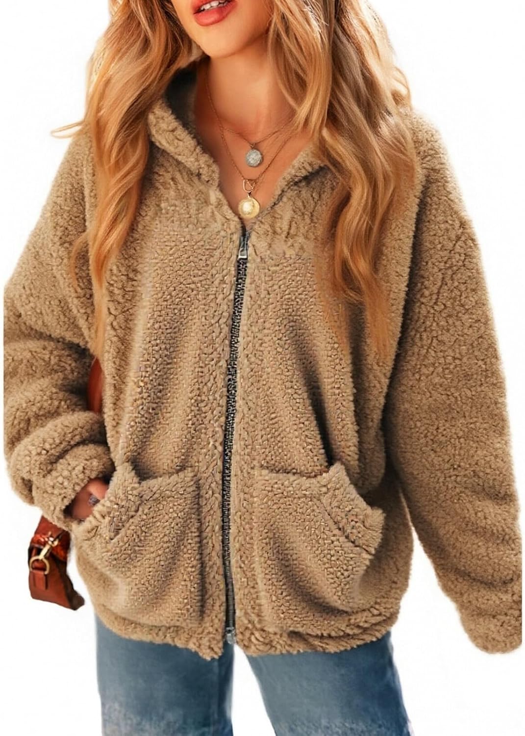 LUKYCILD Womens Western Aztec Print Zip up Hoodies Sweatshirt Sherpa Fleece Jacket Coat with Pockets Casual Warm Outwear - Image 2