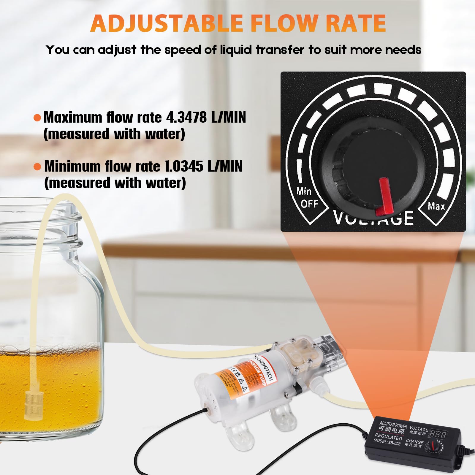 YUCHENGTECH BierPumpe mit 4m Schlauch und 2 Filtern | Geschwindigkeit Einstellbar Lebensmittel Pumpe 220V