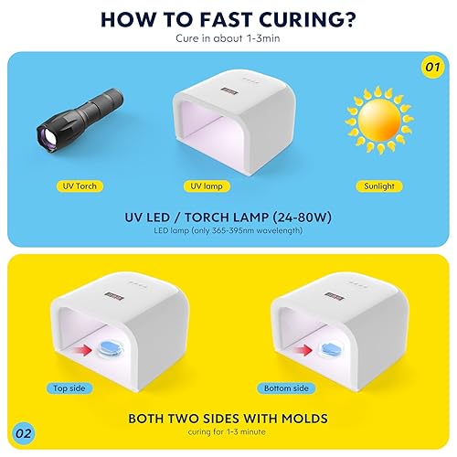 Miniatura 6 de Wayin - Resina UV mejorada de 17.64 oz de resina UV dura transparente ecológica, pegamento de resina epoxi ultravioleta, resina activada por luz