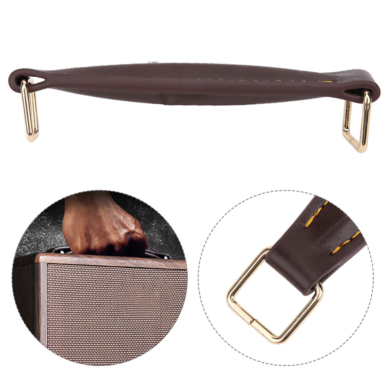 Poignée de haut-parleur de guitare en cuir PU, poignée d'amplificateur interne renforcée en acier pour haut-parleur de guitare (marron), haut-parleur