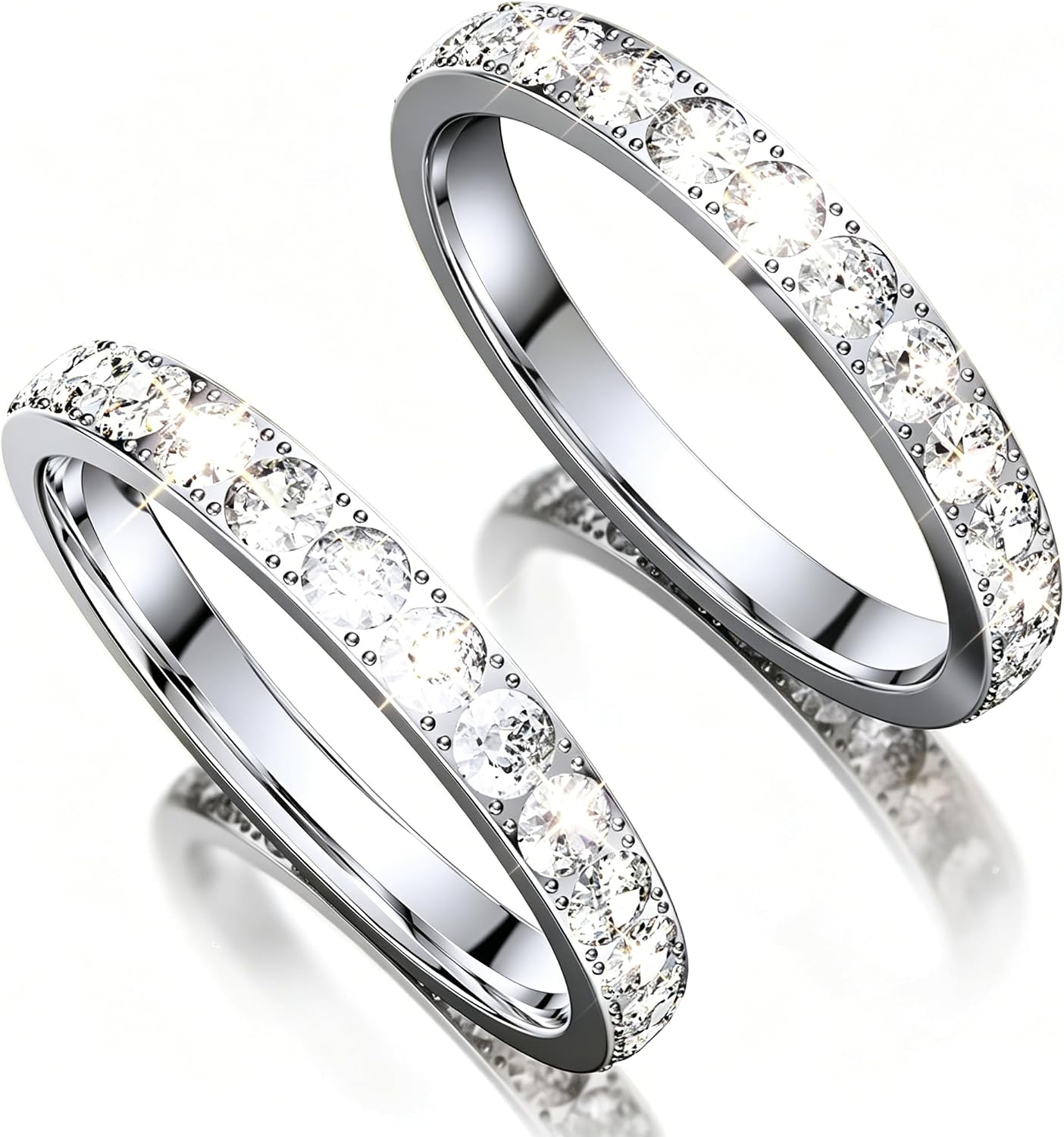 Tensea 2-Pack 14K Gold Plated Stackable Bands Compatible for Oura Ring Gen 5/4/3, Wedding Cubic Zirconia Simulated Diamond Ring Stack, Smart Ring Stacking Rings for Women, Size 6 7 8 9 10