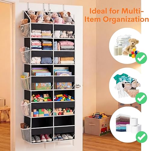 Miniatura 5 de Organizador sobre la puerta de 5 niveles, almacenamiento extra grande detrás de la puerta de 10 compartimentos, organizador de almacenamiento