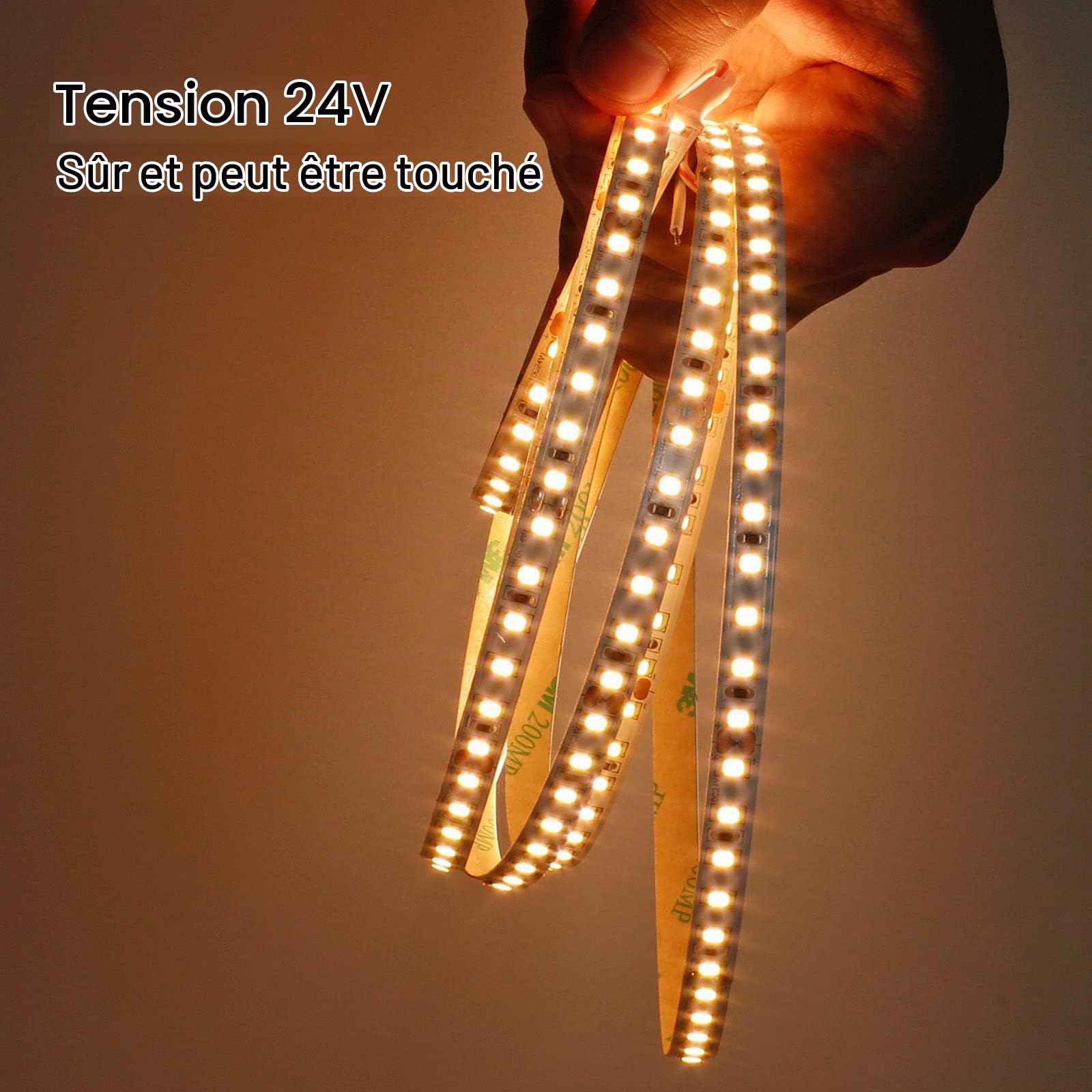 GOMING 24V 20M Ruban à LED Blanc Chaud 3000K Haute Densité 2400LED 2835SMD