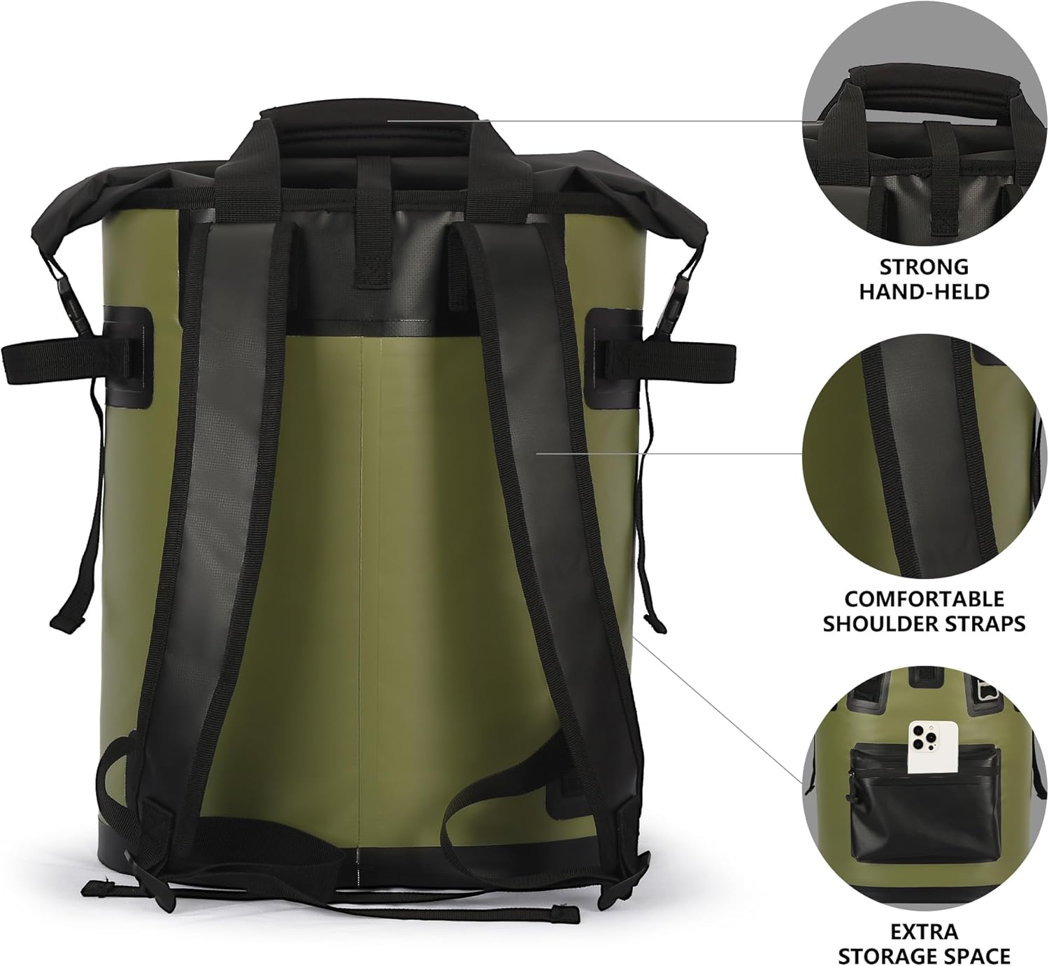 Insulated Cooler Backpack, Waterproof Leak-Proof Design, Bottle Opener, Large Capacity for Camping, Picnics, Outdoor Activities, Green and Blue