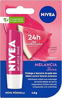 NIVEA Hidratante Labial Melancia Shine 4,8g - Cuidado intensivo para seus lábios, hidratação prolongada, delicioso aroma de melancia, pigmentos brilhantes e cor delicada
