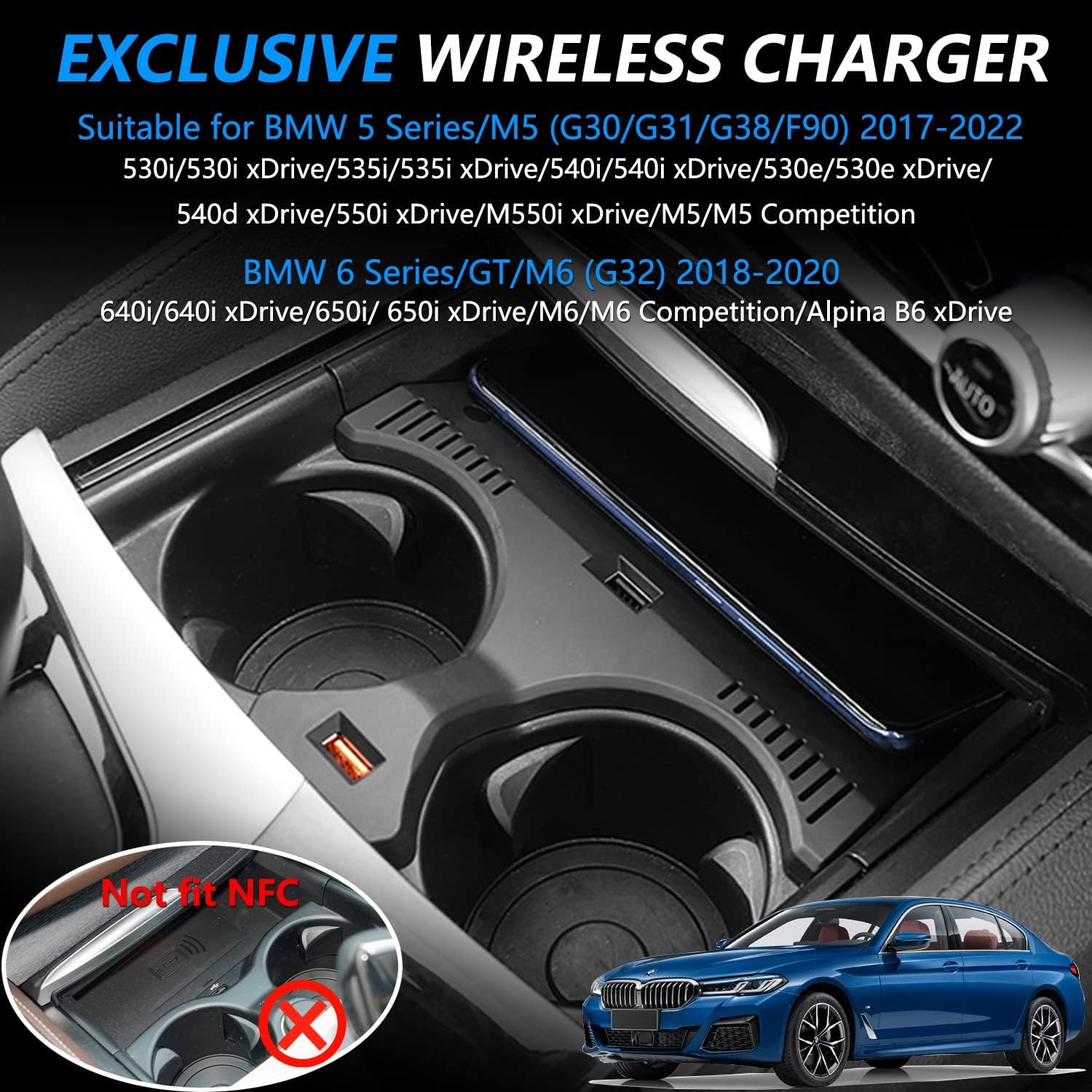 Wireless Car Charger for BMW Series/M5 2017-2022, Liberia Ubuy