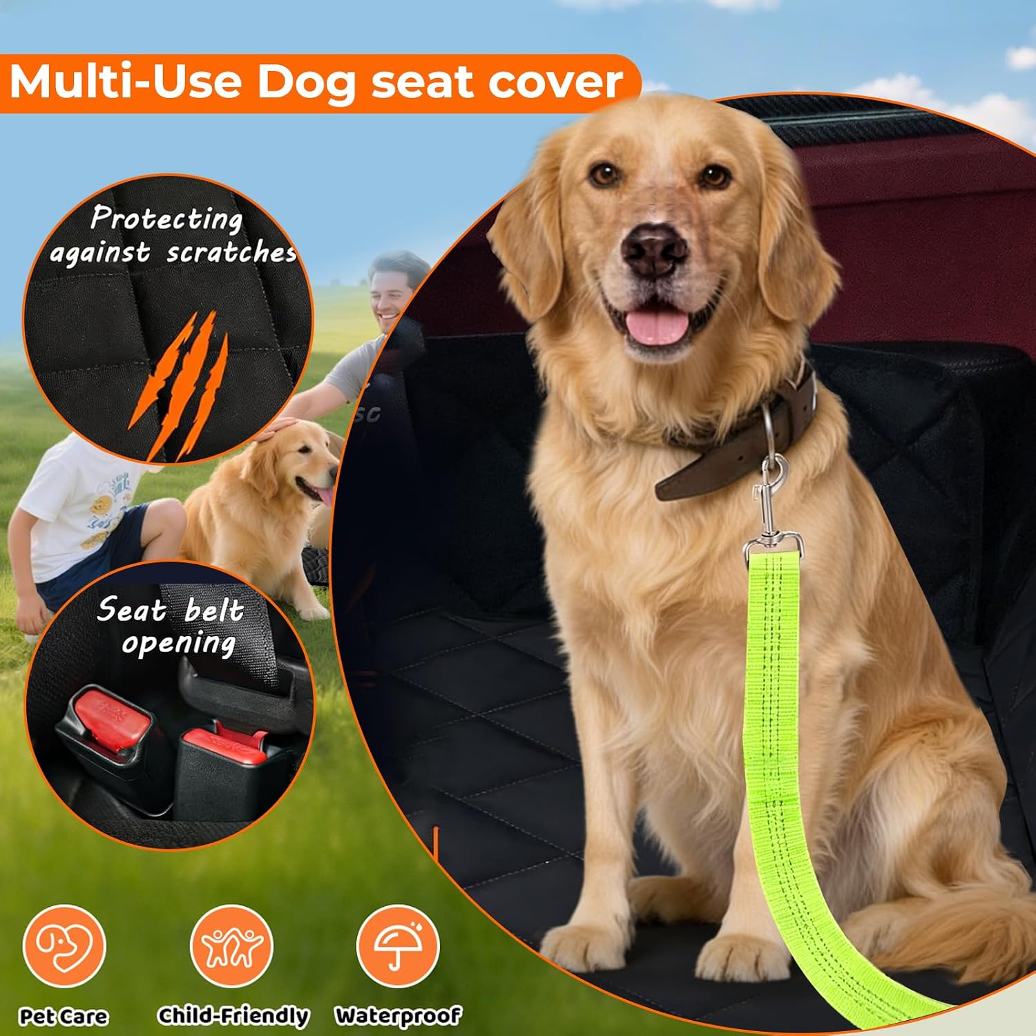 Dog Car Back Seat Cover for Honda Passport Pilot Ridgeline 2000-2024 2025 2026 Accessories, Waterproof Pet Car Seat Protector Bench Seat Cover, Anti-Slip Back Seat Protection