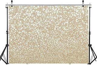 WOLADA 7x5ft Ivory Gold Bokeh Backdrops for Photography Gold Stars Sparkle (No Glitter) Background Newborn Baby Birthday Wedding Party Photo Backdrop Studio Props 11821…