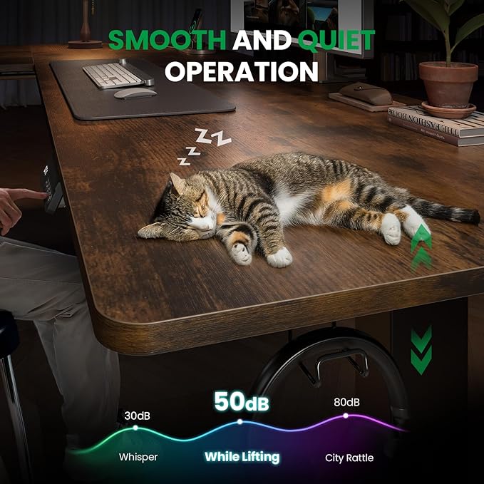 Escritorio Ajustable Electrico L-Shaped 160x140cm Rustic Bro miniatura 8