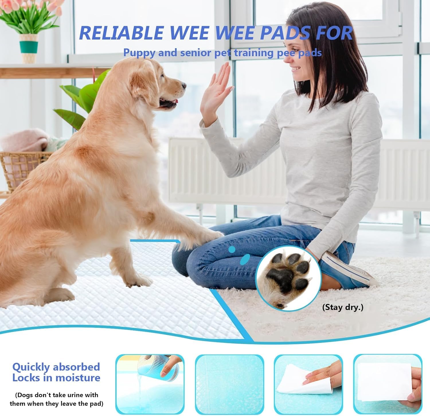 Urinierunterlagen Für Hunde – Extra Groß 78,9x139,7 Cm, 40 Stück, Super Saugfähig, Auslaufsicher, Für Welpen & Haustiere