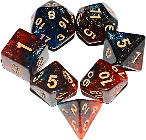 Juego de dados Galaxy  Juego de dados DND azul y rojo para juego de mesa