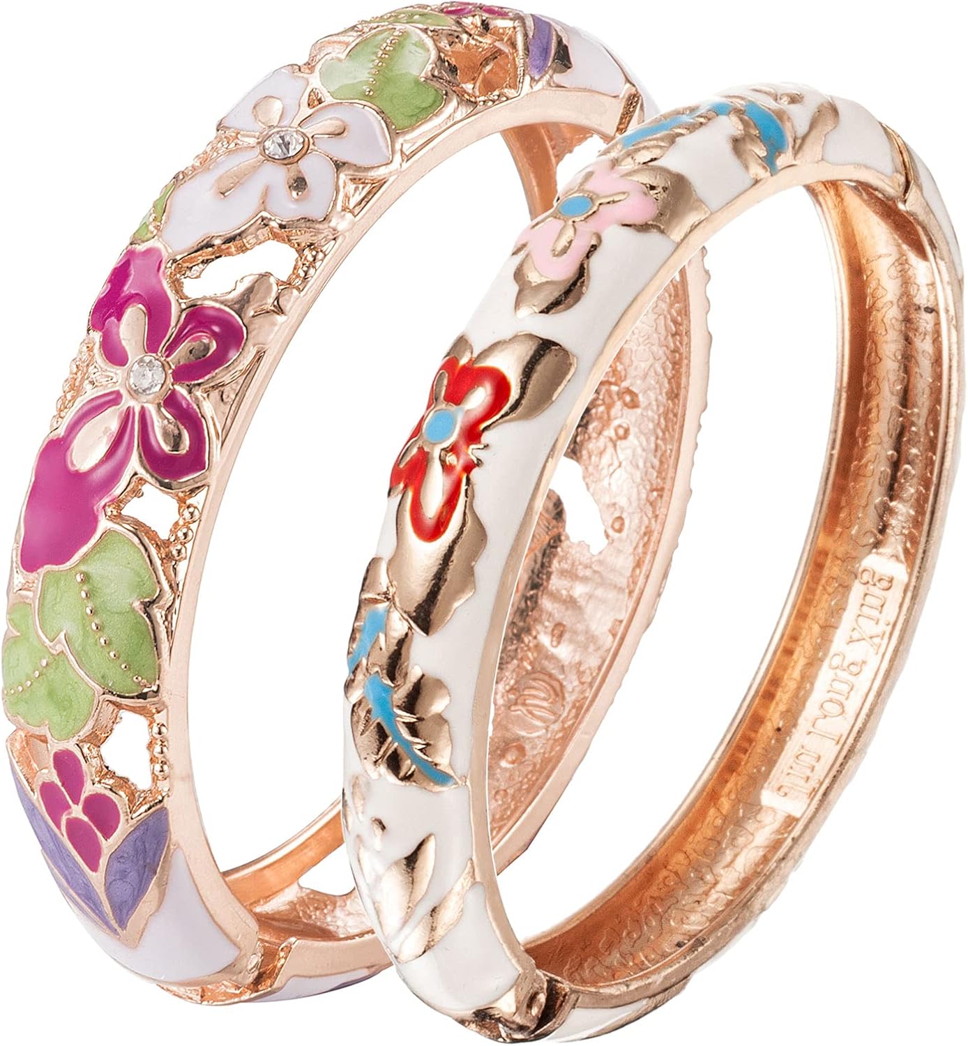 UJOY Fashion Cloisonne Bracelets Plated Butterfly Filigree Enameled Womens Gifts Bangles Spring Hinged 88A09