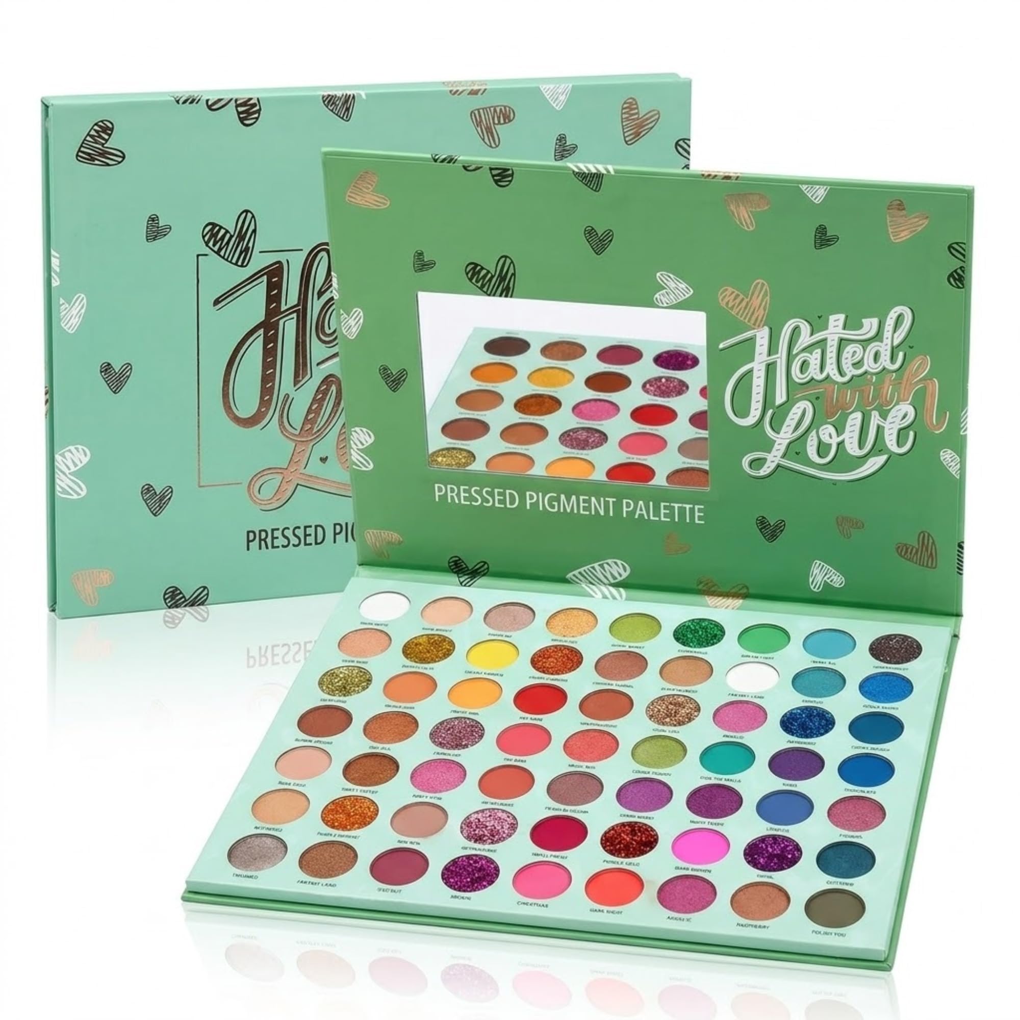 NANCY AJRAM Hated With Love Green Edition Eyeshadow Palette - 63 Dazzling Long-Lasting Waterproof Shades, Matte & Shimmery Finish-image-5