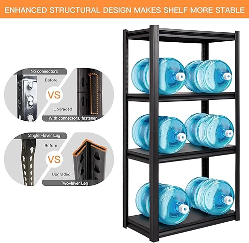 Miniatura 8 de Raybee Estantería de garaje ajustable para garaje, estantería de metal de 4 niveles, estantes de metal industriales para almacenamiento, estante de