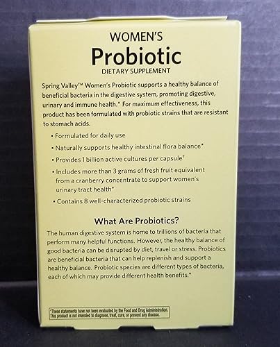 Miniatura 2 de 30 cápsulas probióticas de Spring Valley para mujeres+arándano, 1 mil millones de UFC,