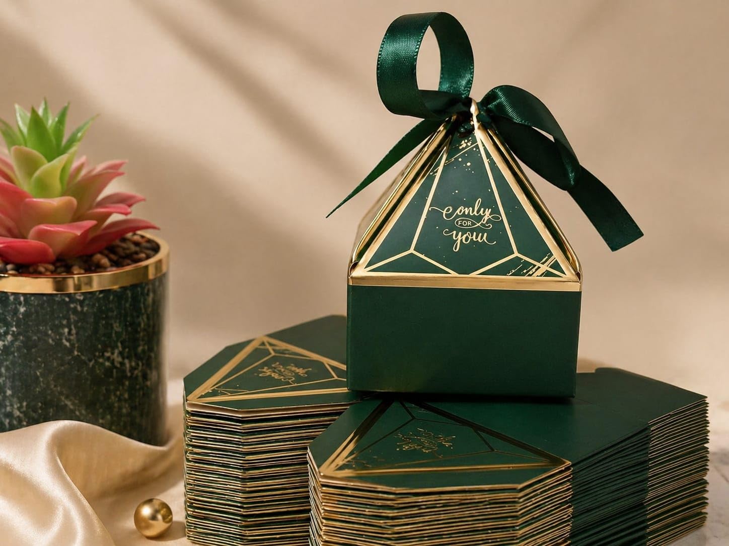 VRB Dec 20pcs Small Diamond Gift Boxes for Packaging/Gift Boxes for Gifting,hamper boxes for gift empty,gift hamper box for gifting,return Gifting,Chocolates, Dry Fruits, Wedding & Pooja Gifts. (20 Pcs Green With Ribbon)