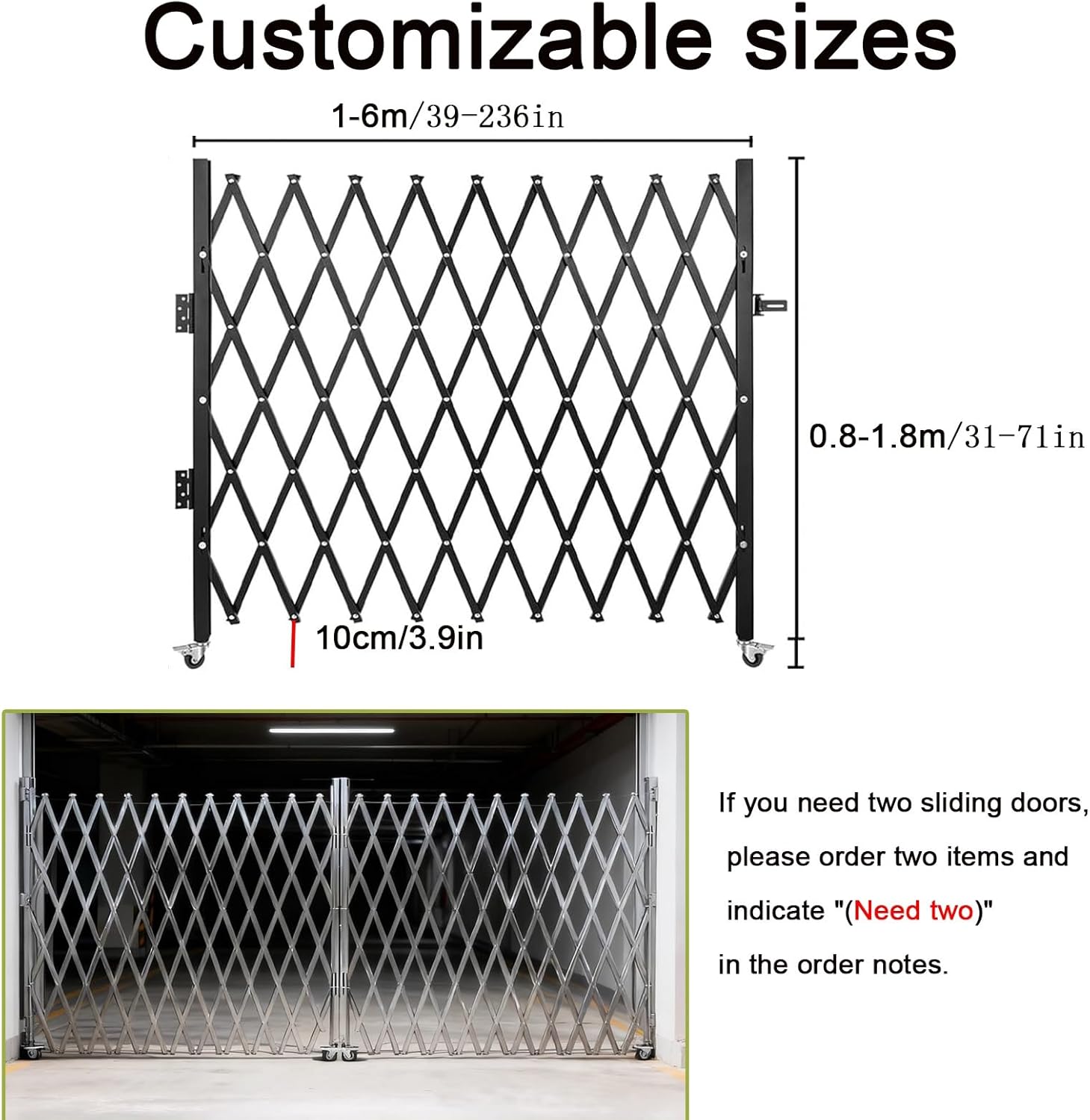 Mobile Folding Safety Gate - Stainless Steel Scissor Fence with Wheels - Versatile Barrier for Secure Basements & Childproofing Spaces