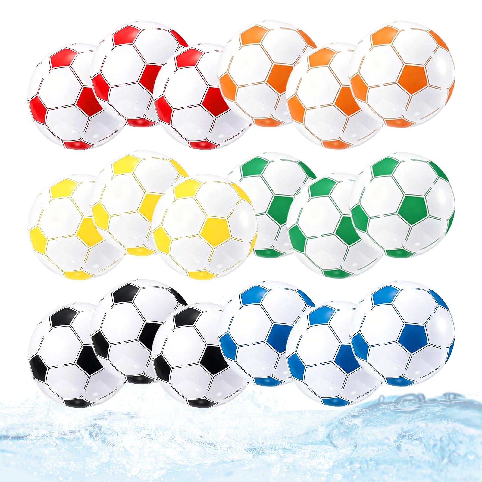 nnOuOnn 18Pcs Inflatable Football, 16 Inch Multicolour Beach Soccer Balls for Adult, Durable PVC Blow Up Swimming Pool for Summer Water Game, Birthday Party & 2026 Cup Decorations (18Pcs(6 colors))