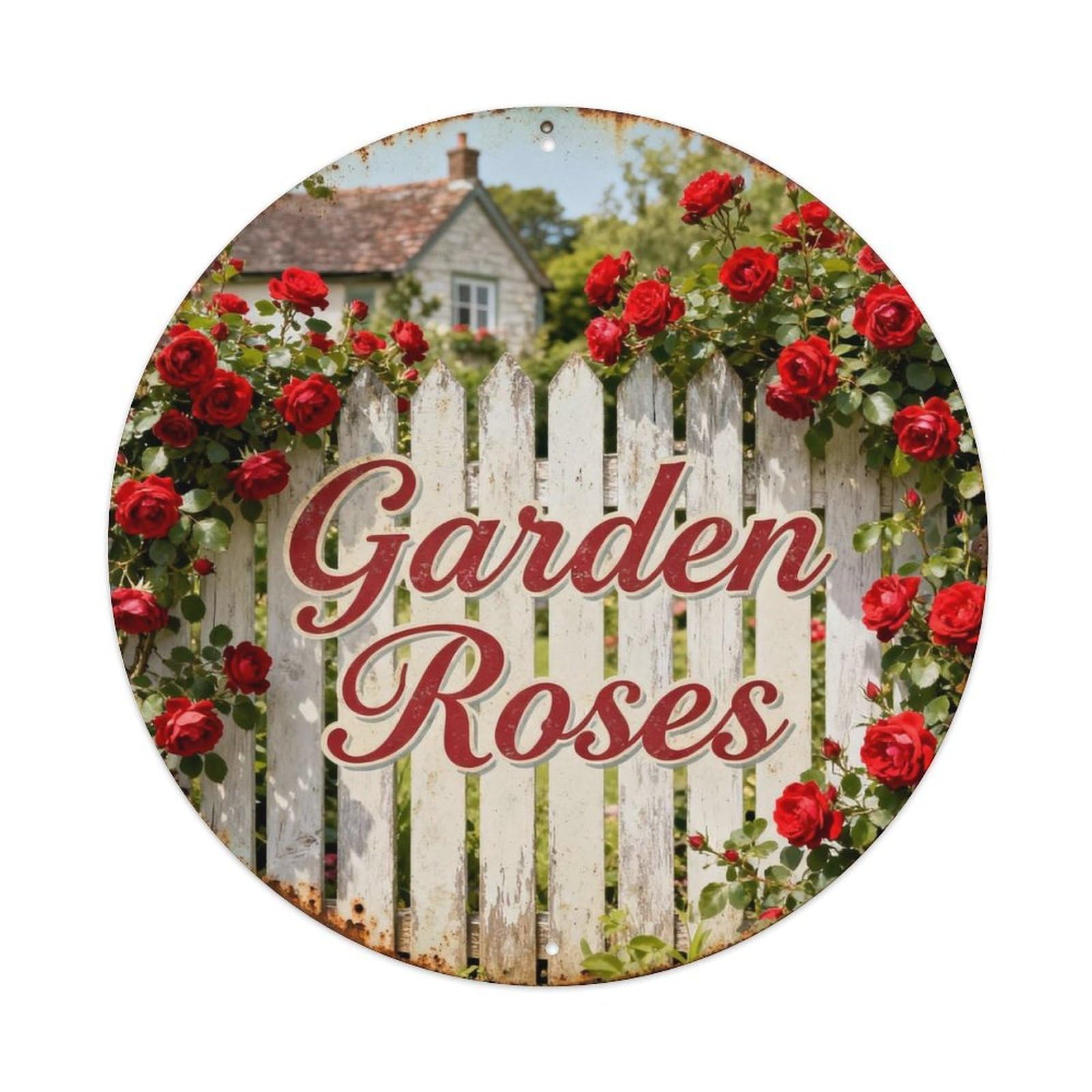 Garden Roses Metal Tin Sign Plaque