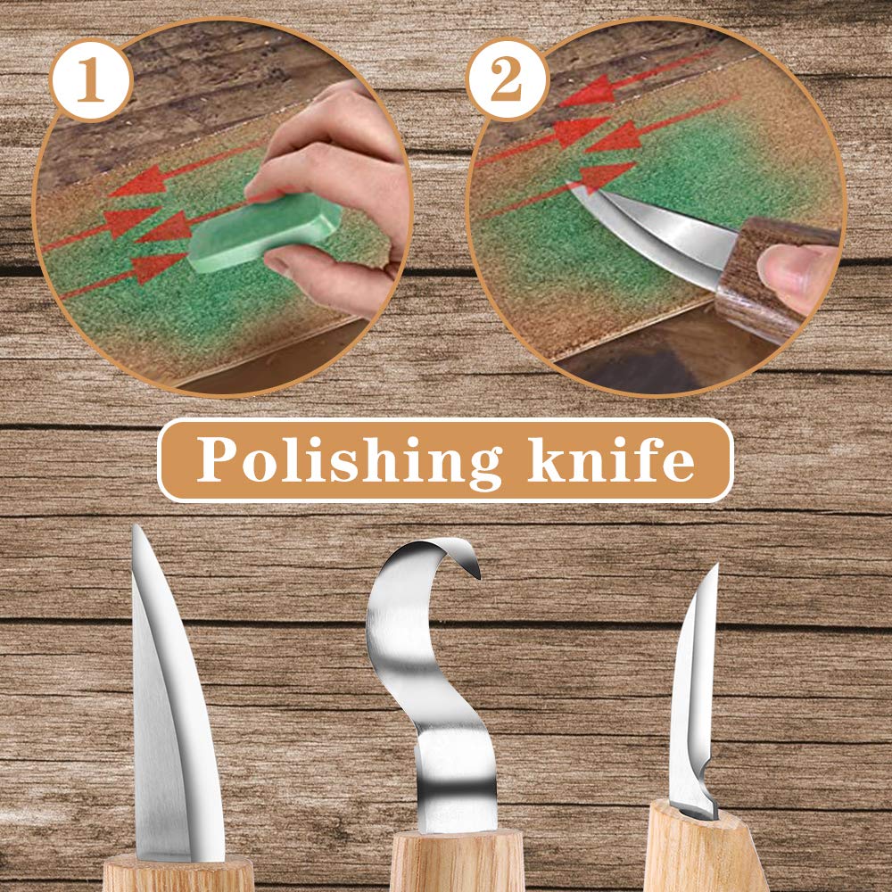 Juego de herramientas 6 en 1 para tallar madera para principiantes, incluye cuchillo Whittling, cuchillo de tallar, guantes resistentes a los cortes, cuchillos para tallar la madera