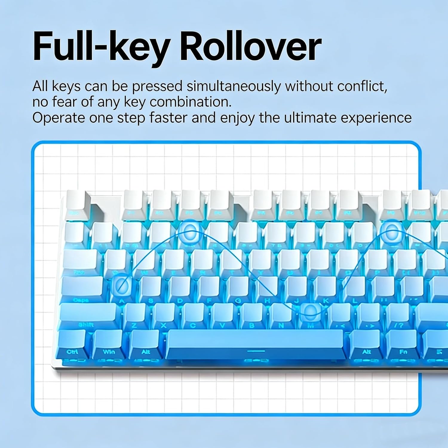 HP GK400F Wired Mechanical Gaming Keyboard, Brown Switch 104 Keys Side-Printed Keycaps, Aluminum Panel Rainbow Backlit, Ergonomic USB Keyboard for PC Desktop Laptop Office Gamer - Gradient Blue