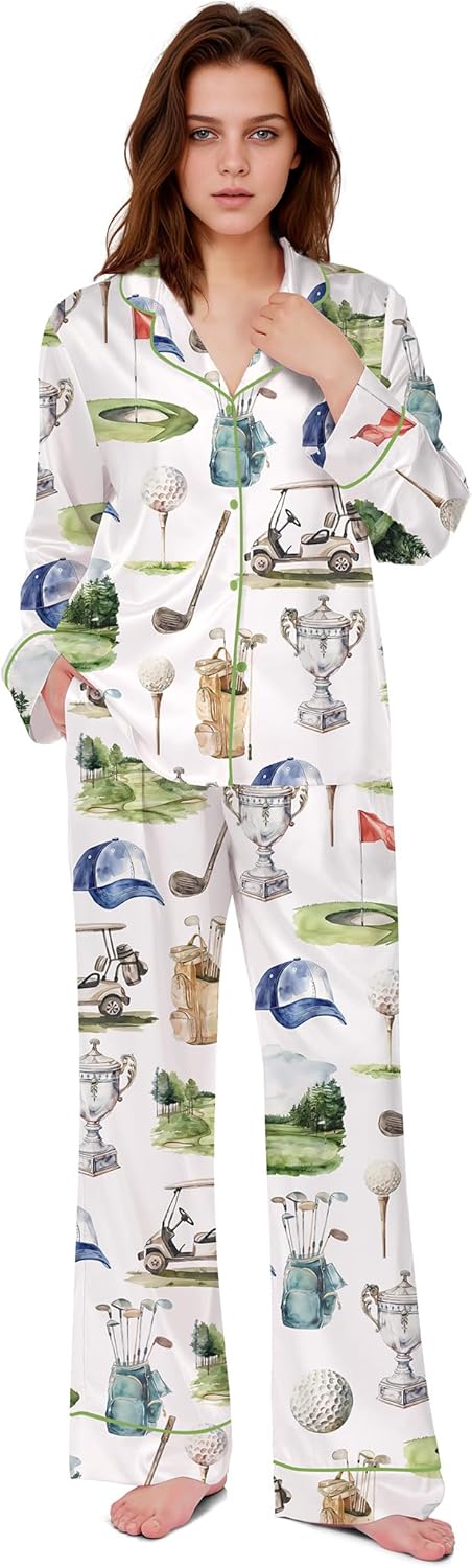 SHESHOW Satin Pajamas for Women Set Long Sleeve Button Down Sleepwear 2 Piece Nightwear Women Pjs Sets Size XS-XXL - Image 5