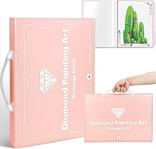 PP OPOUNT 60 Pocket A3 Diamond Painting Storage Book with Handle, Hold Up to 120 Diamond Painting, Diamond Painting Folder Storage for Diamond Painting Kits, Diamond Painting Accessories