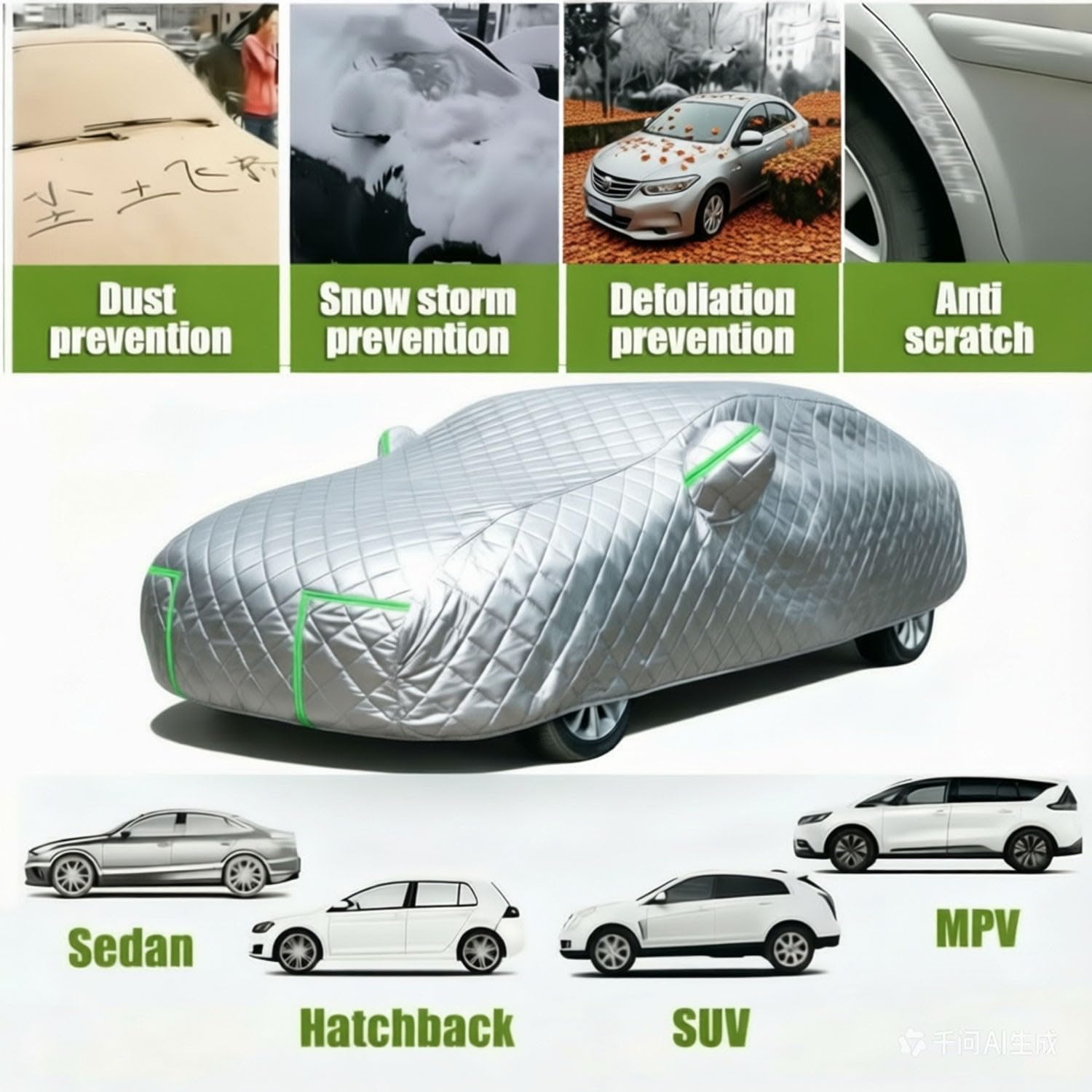 Bâche de Voiture Anti-grêle pour Audi Q3, Imperméable, Résistant aux UV, Housse de Protection Voiture Exterieur pour Toutes Les Saisons