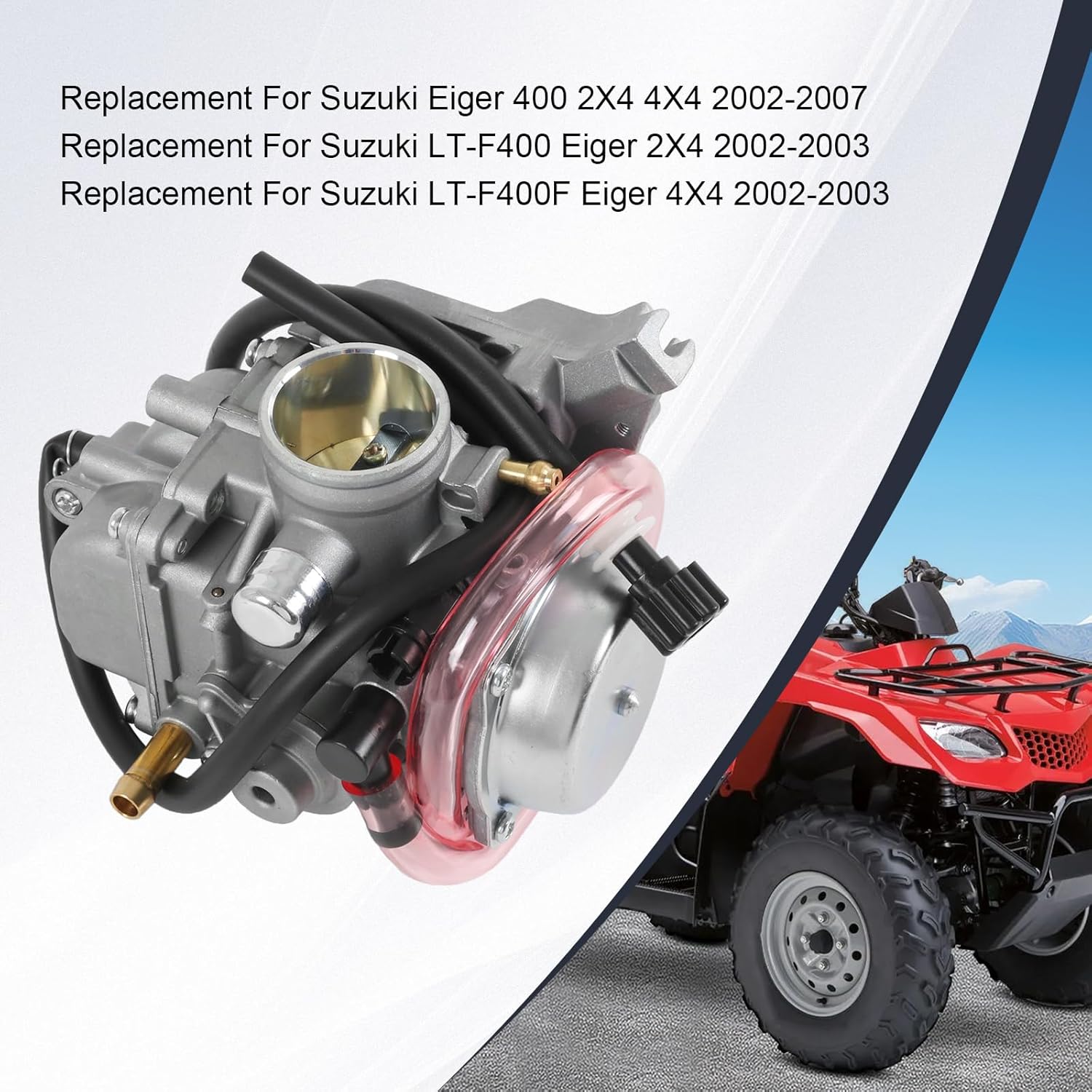 Carburetor Replacement For Suzuki Eiger 400 LTF400 LTF400F 2X4 4X4 2002-2007, Include Oil Filter Air Filter