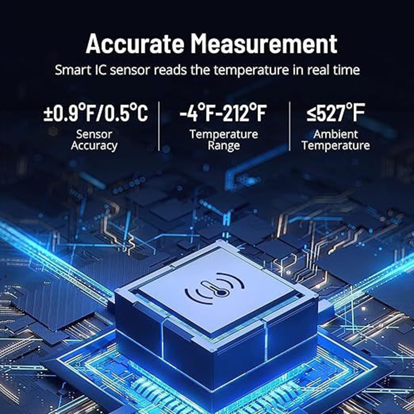 Thermomètre à viande sans fil, thermomètre à viande Bluetooth avec alarme de température, thermomètre à viande numérique à distance de 500 pieds, thermomètre alimentaire pour barbecue, four, fumoir