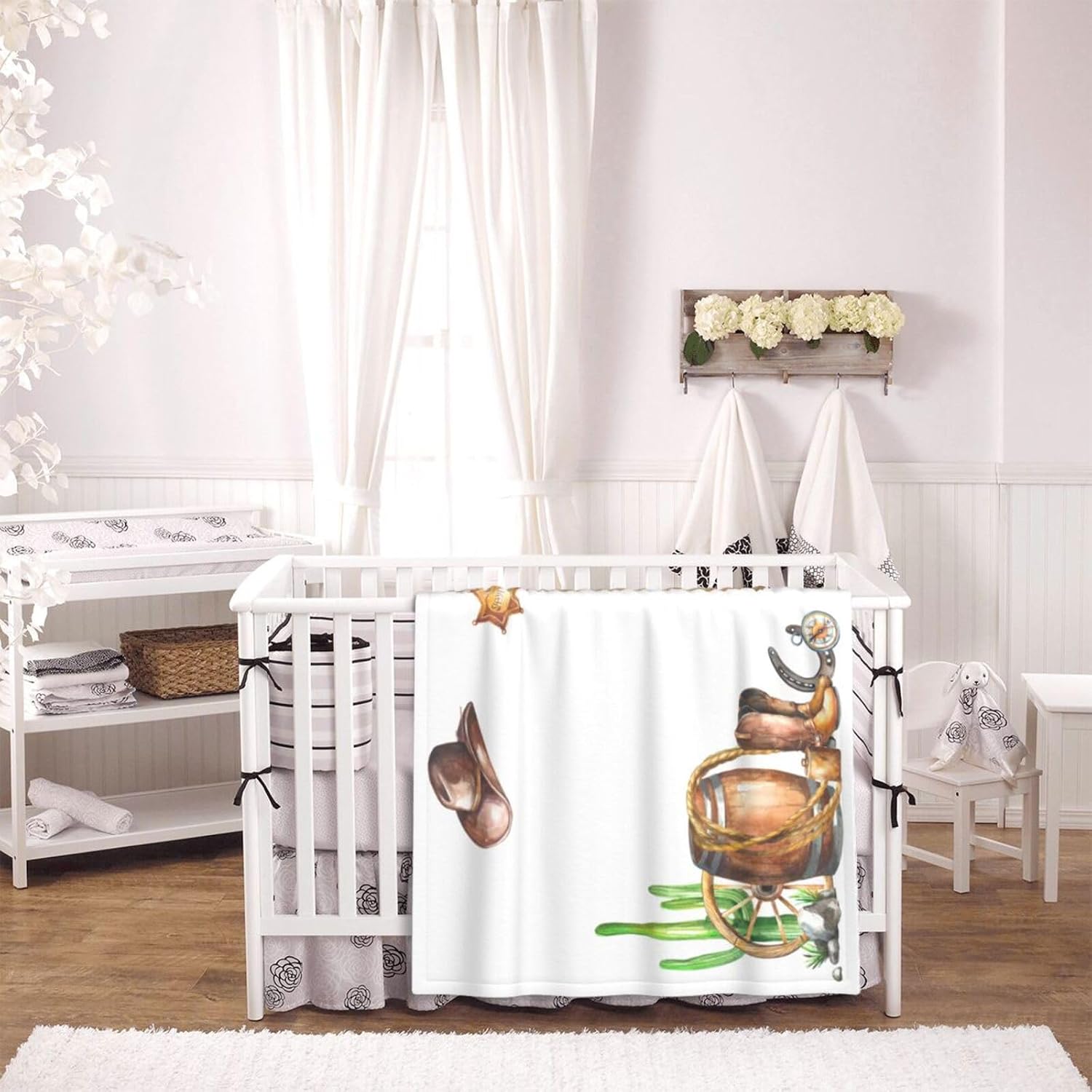 Western Cowboy Baby Monthly Blanket for Boys, Newborn Month Blanket, Soft Flannel Photography Background Prop, Personalized Shower Gift, Cowboy