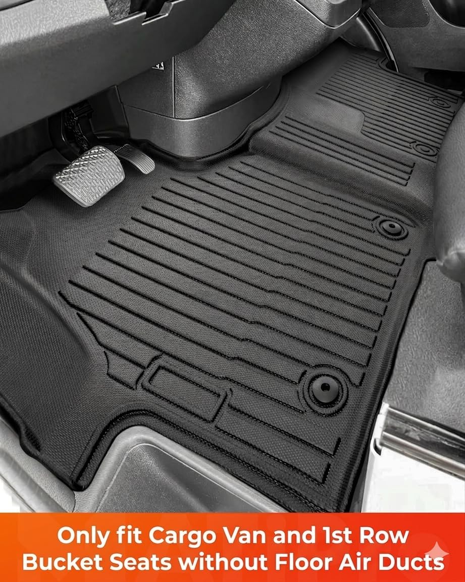 Floor Mats for Mercedes-Benz Sprinter: Custom Fit Rubber Car Floor Liners 2019 2020 2021 2022 2023 2024 2025 Sprinter - All Weather TPE Accessories(Not Fit Passenger Van, Crew Van or RV)