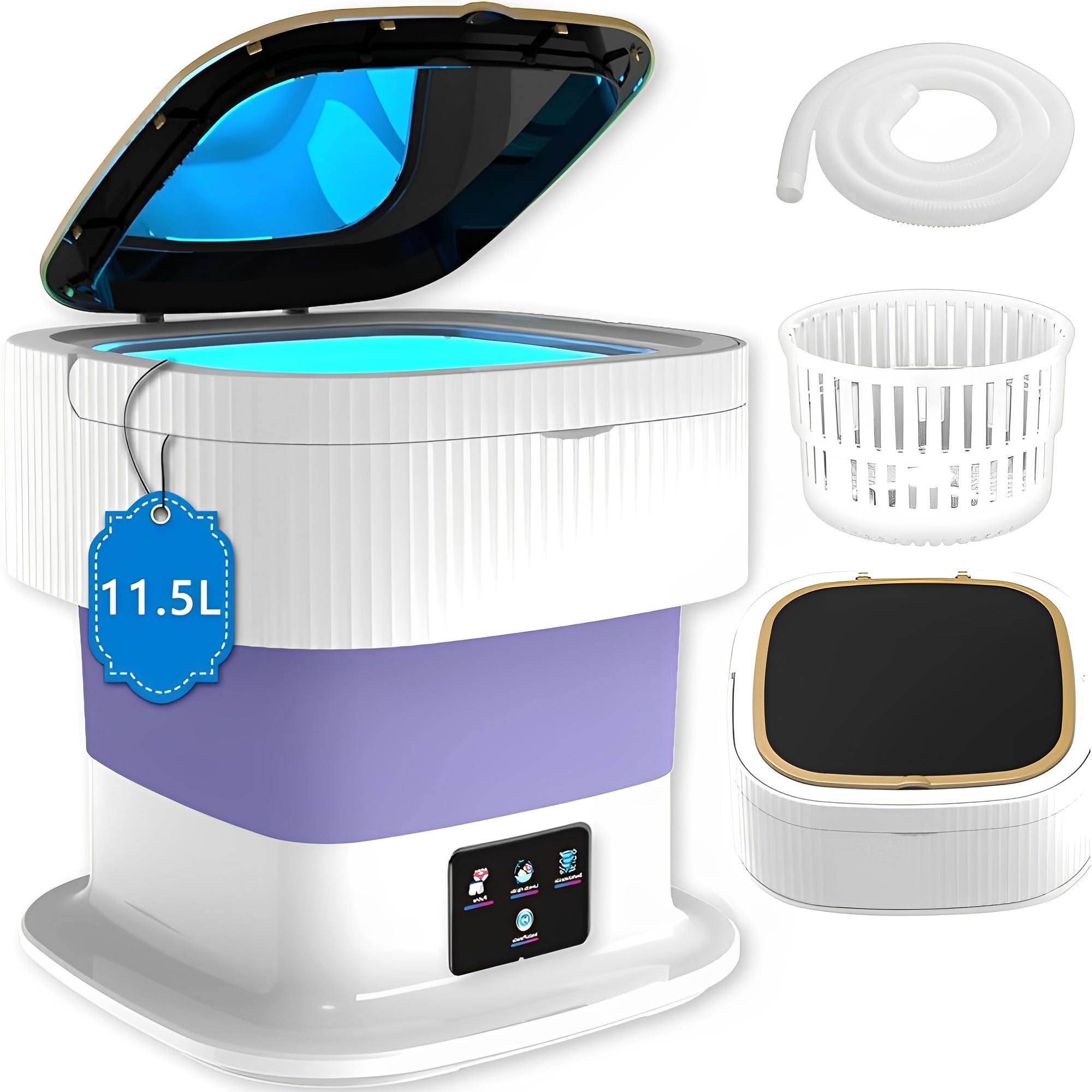 Beauenty Mini Washing Machine,Portable Washer with Dryer 11.5L Capacity,Small Foldable Washing Machine for Apartments,Dormitories,Hotels,Traveling & Camping(Purple)