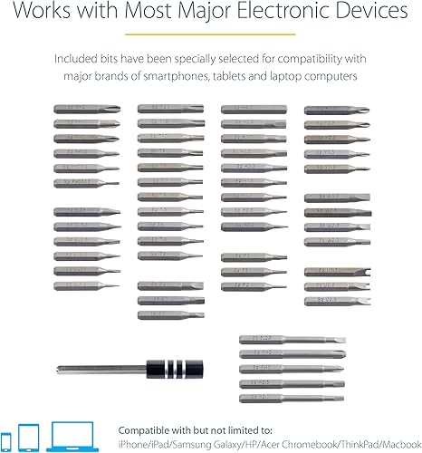 Miniatura 5 de StarTech.com Juego de destornilladores eléctricos de precisión de 55 bits, kit de destornillador de puntas inalámbrico portátil con batería para